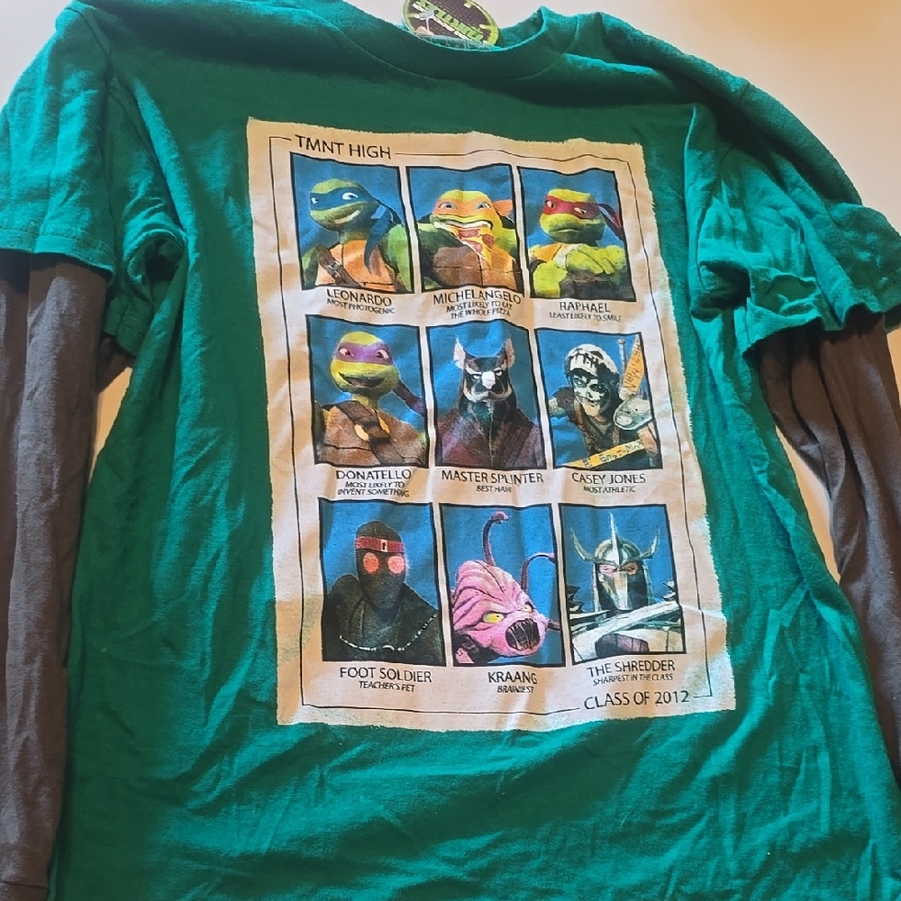 Nickelodeon TMNT Characters Green Long Sleeve Shirt